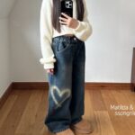 Vintage Heart Denim Pants