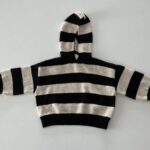 Black Stripe Knit Hoodie