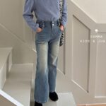 High-waist Denim Bootcut Pants