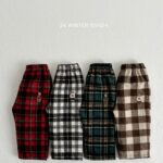 Bear Embroidery Check Pants