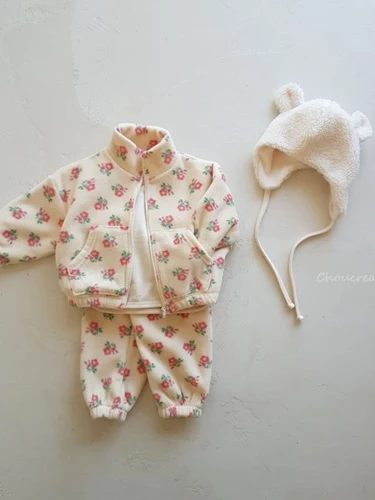 Floral Fleece Zip-up Set