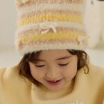 Stripe Ribbon Horn Beanie