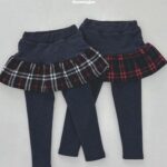 Fleece Check Cancan Skirt Leggings