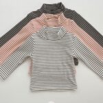 Peach Stripe Turtleneck Tee