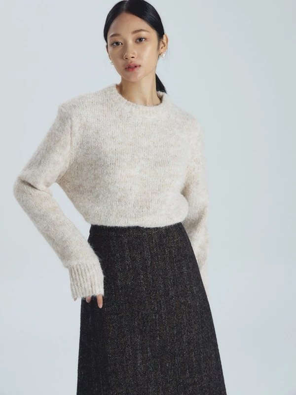 Wool Padded Knit Sweater