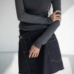 Unbalance Wrap Pocket Mini Denim Skirt