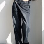 Unbalance Wrap Wide Denim Pants