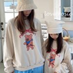 Bear Ribbon Sweatshirts with Mom