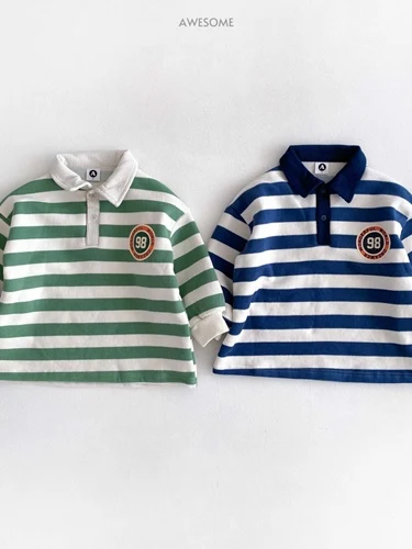 98 Corduroy Collar Stripe Sweatshirts