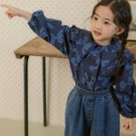 Ribbon Denim Frill Blouse