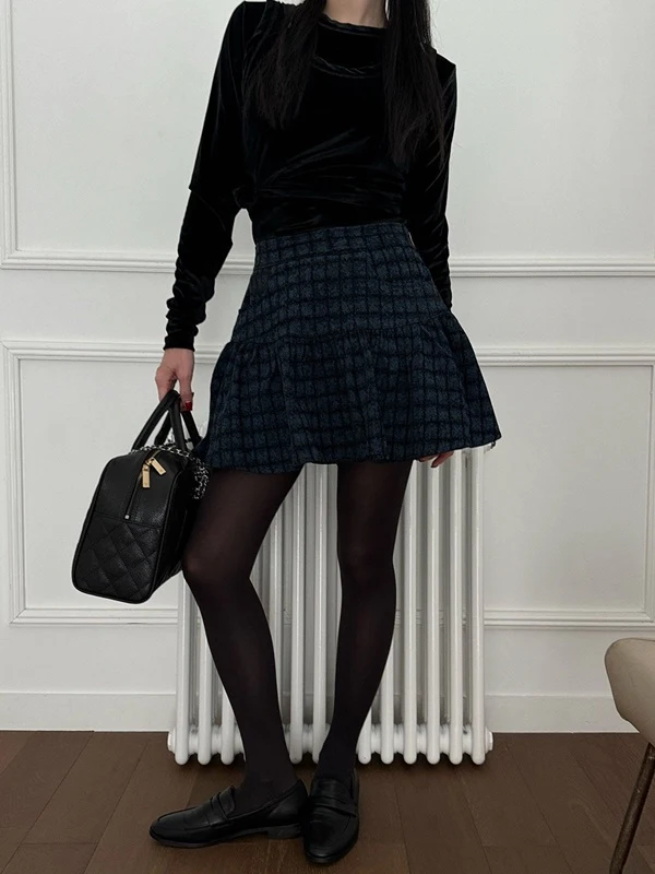 Denim Check Skirt