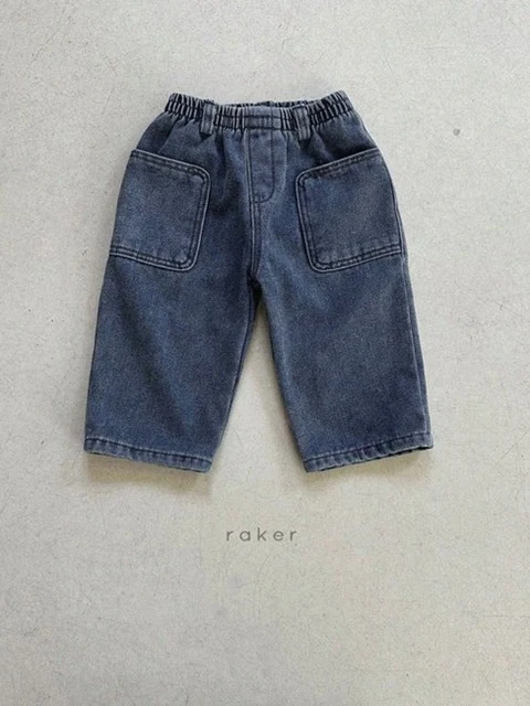 Square Pocket Fleece Denim Pants