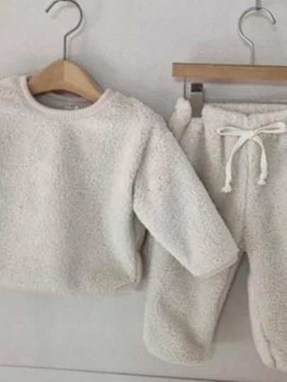 Plain Fleece Top Bottom Set