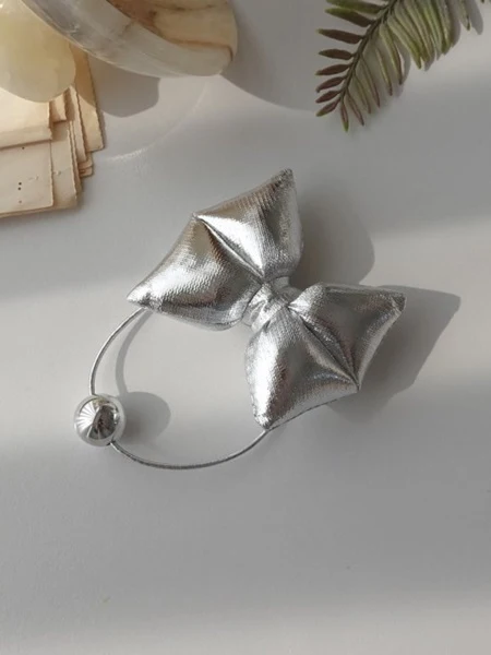 Ring Silver Ribbon Hair Scrunchie