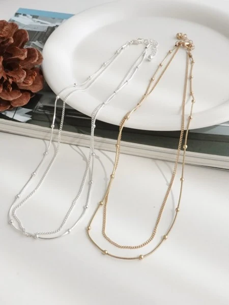 Layered Mini Ball Double Necklace