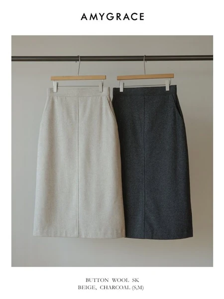 Button Wool Skirt