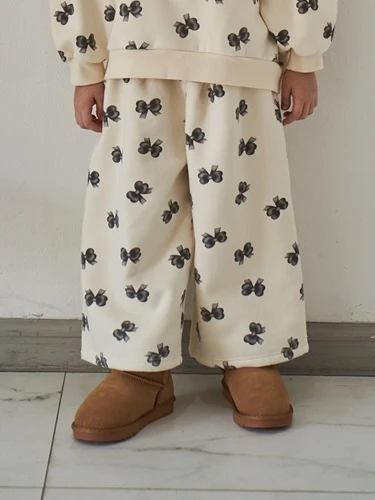 Cotton Ribbon Wide Pants