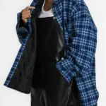 Oversized Check Quilting Button Down Shirt Jacket