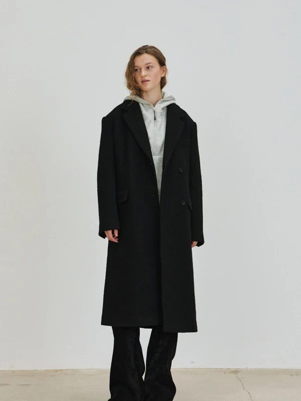 Wool Boucle Long Coat