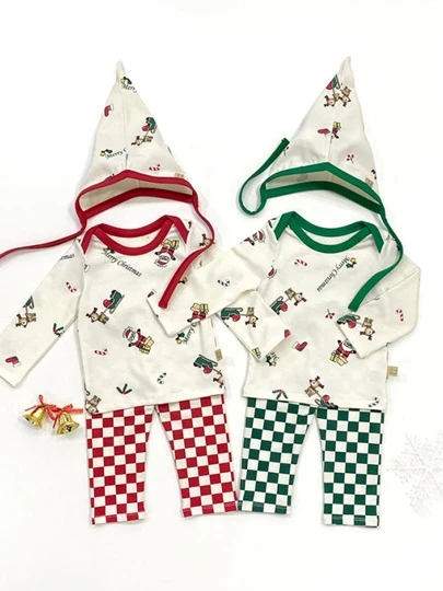 Check Christmas Baby Set