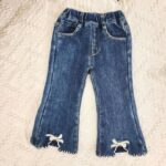 Ribbon Bootcut Denim Pants