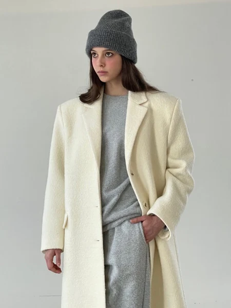 Wool 100 Fluffy Long Coat