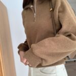 Wool Knit Zip-up Pullover