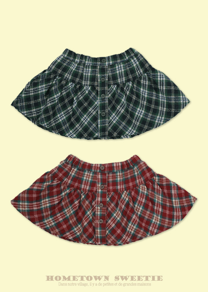 Amber - Korean Children Fashion - #todddlerfashion - Classic Vintage Check Skirt