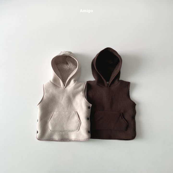 Amigo - Korean Children Fashion - #childofig - Fleece Hood Vest - 3