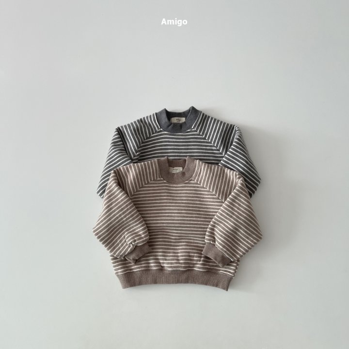 Amigo - Korean Children Fashion - #kidsshorts - Mardi Stripe Sweatshirts - 3