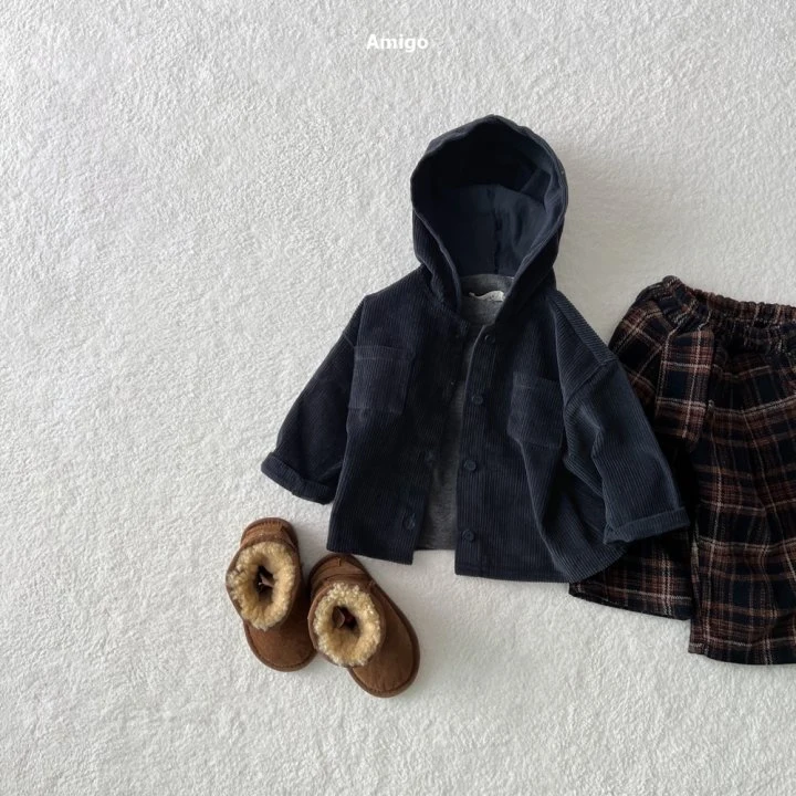 Amigo - Korean Children Fashion - #kidsshorts - Corduroy Hood Shirt - 9