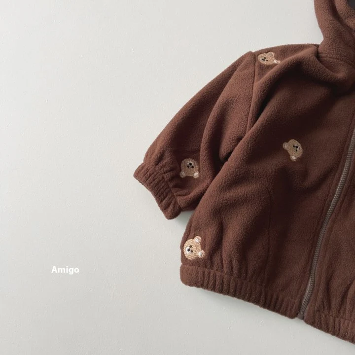 Amigo - Korean Children Fashion - #toddlerclothing - Bear Hood Zip-up - 4