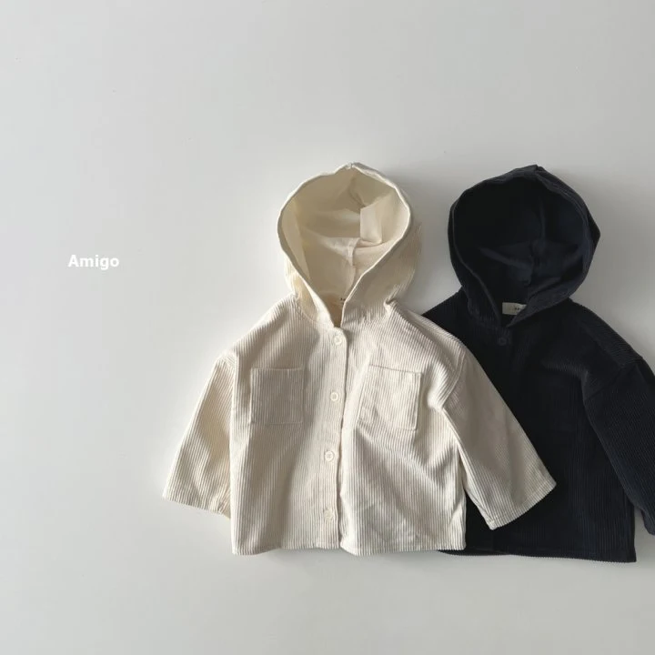 Amigo - Korean Children Fashion - #todddlerfashion - Corduroy Hood Shirt