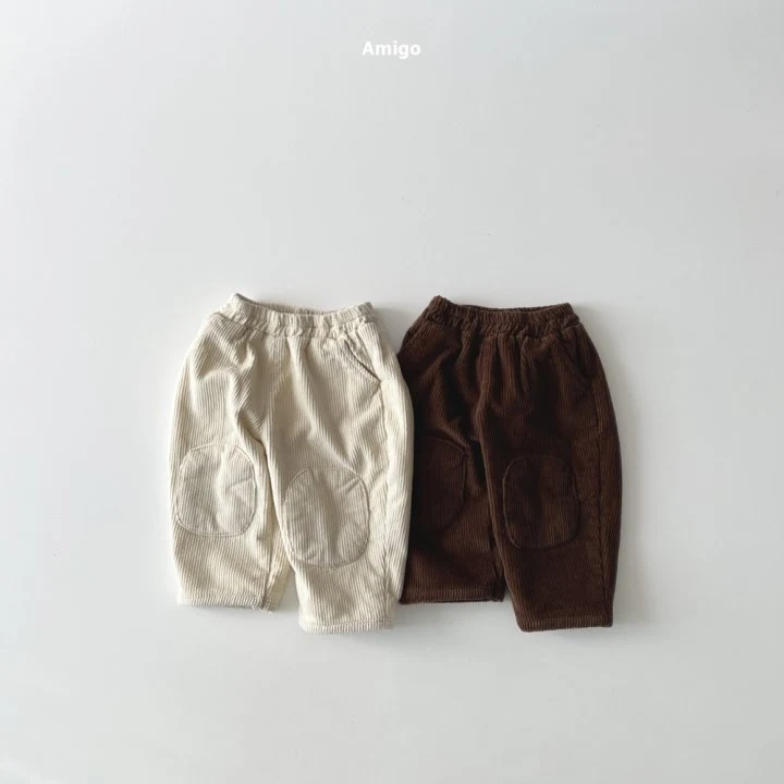 Amigo - Korean Children Fashion - #toddlerclothing - Corduroy Patch Pants