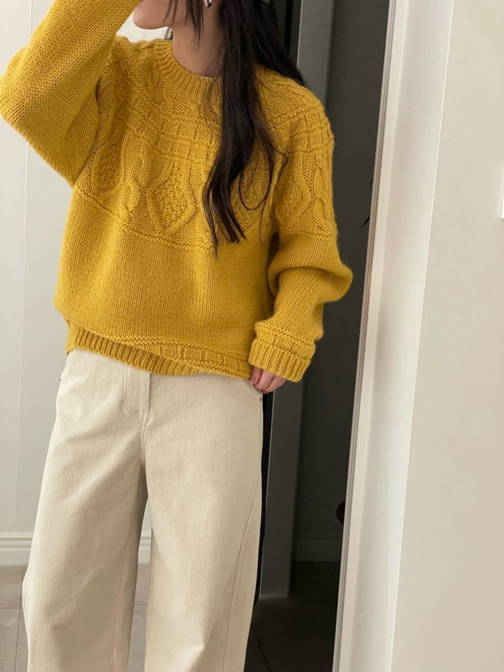 Amygrace - Korean Women Fashion - #momslook - Grandma Fisher Round Knit Sweater - 6