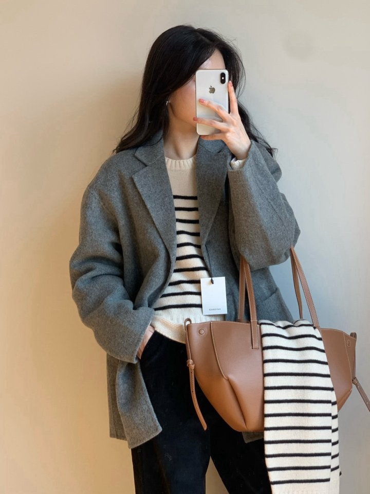 Amygrace - Korean Women Fashion - #momslook - Steven Stripe Knit Sweater - 3