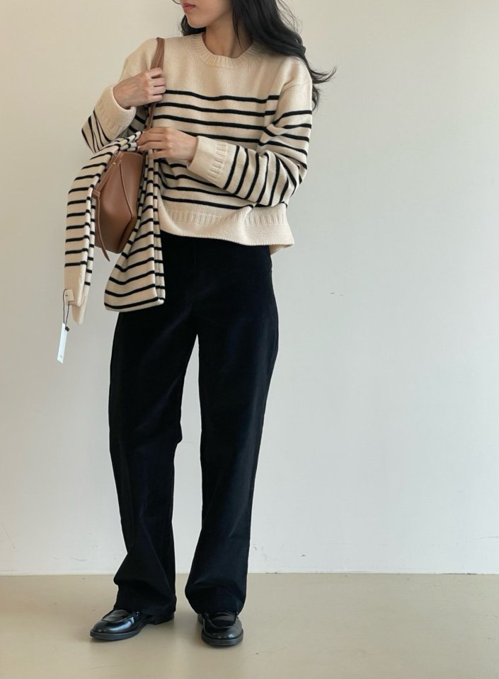 Amygrace - Korean Women Fashion - #momslook - Steven Stripe Knit Sweater - 7