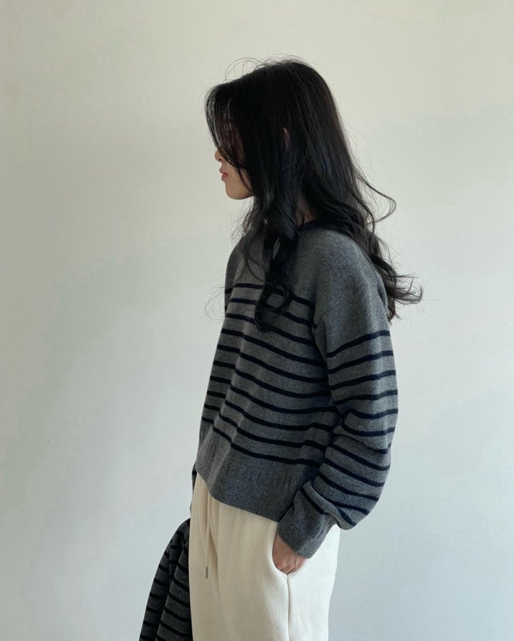 Amygrace - Korean Women Fashion - #momslook - Steven Stripe Knit Sweater - 8