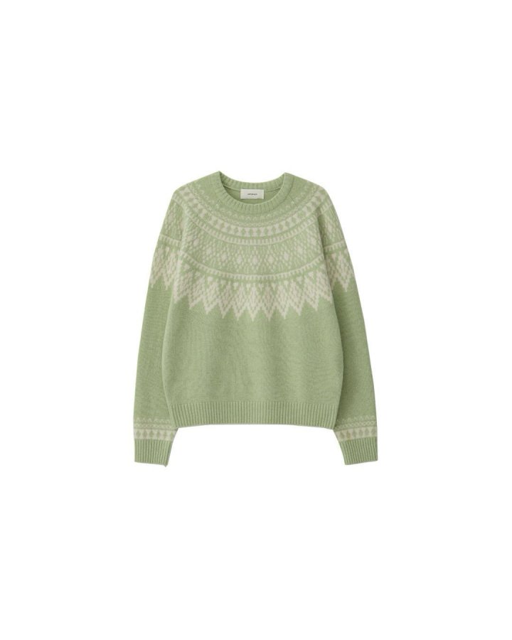 Amygrace - Korean Women Fashion - #momslook - Nordic Round Knit Sweater - 3