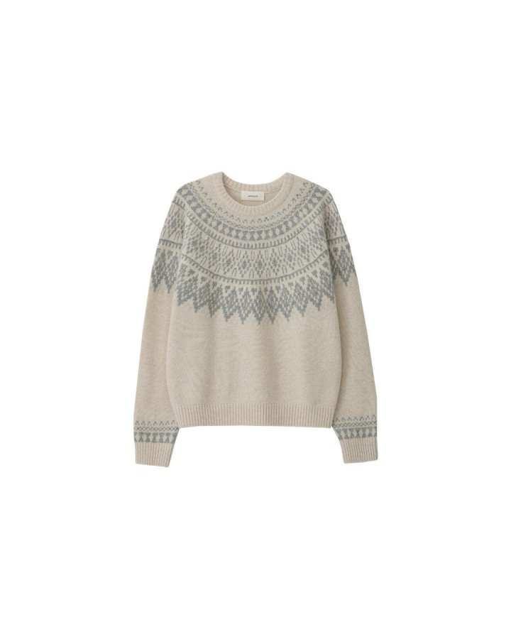 Amygrace - Korean Women Fashion - #momslook - Nordic Round Knit Sweater - 5