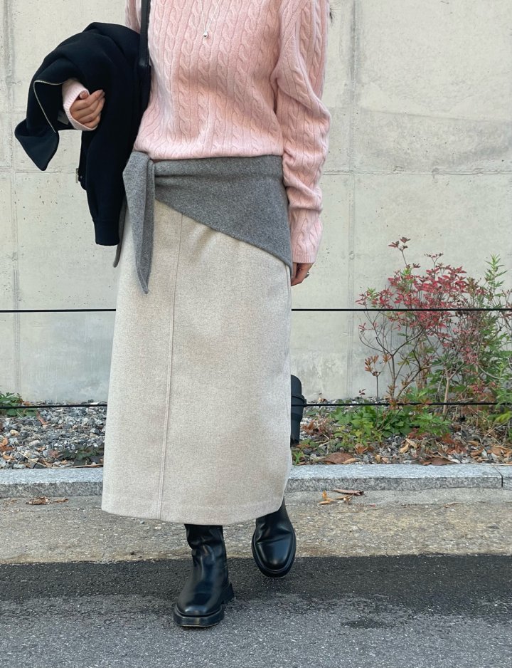 Amygrace - Korean Women Fashion - #vintagekidsstyle - Button Wool Skirt - 5