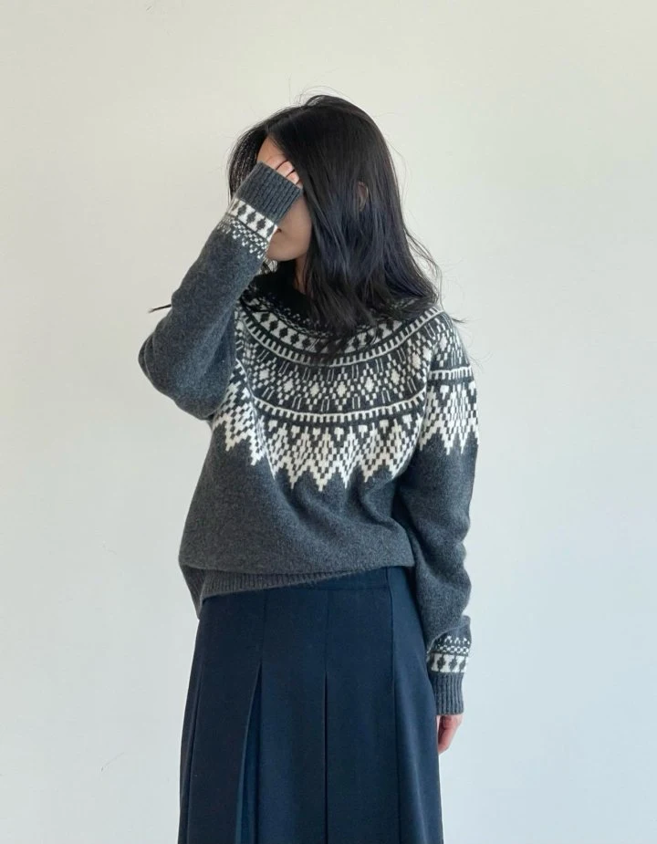 Amygrace - Korean Women Fashion - #womensfashion - Noric Round Knit Sweater - 5