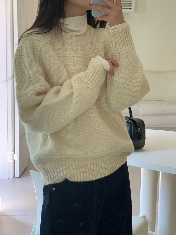 Amygrace - Korean Women Fashion - #womensfashion - Grandma Fisher Round Knit Sweater