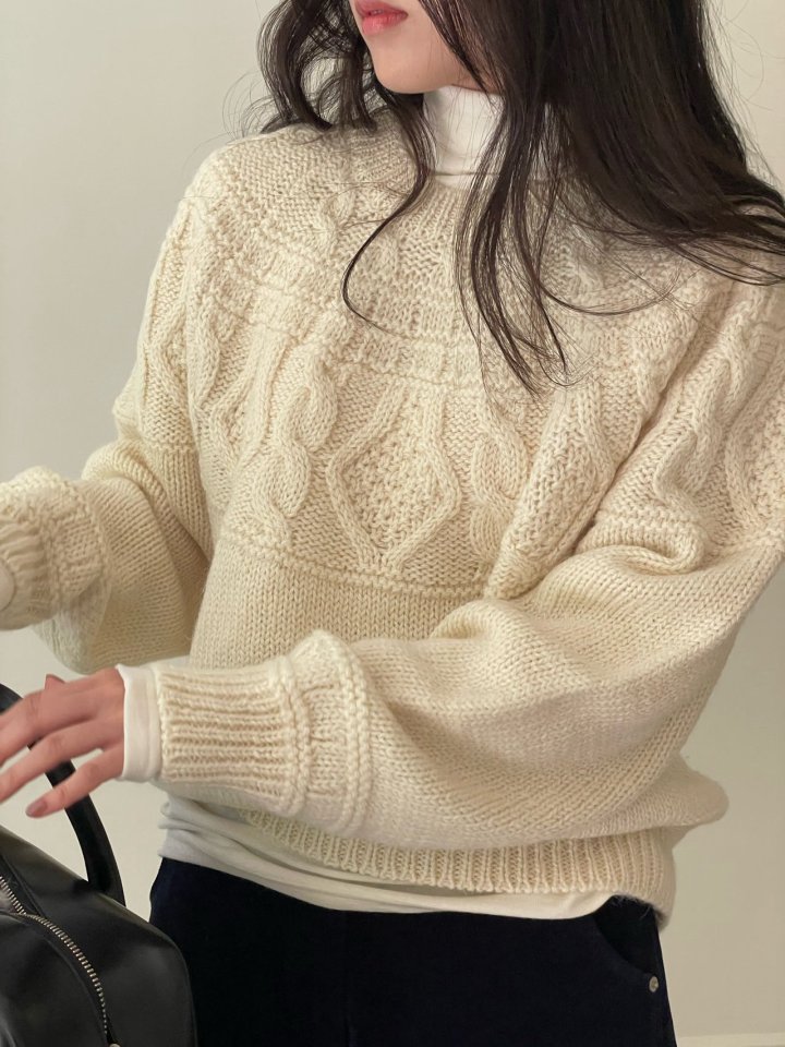 Amygrace - Korean Women Fashion - #womensfashion - Grandma Fisher Round Knit Sweater - 3