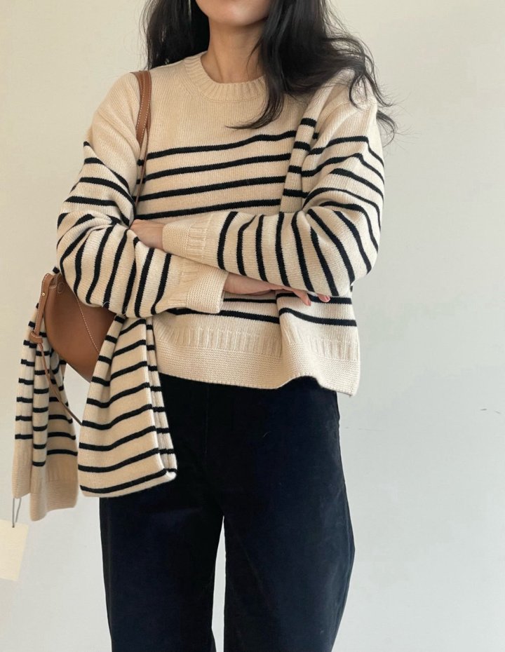 Amygrace - Korean Women Fashion - #womensfashion - Steven Stripe Knit Sweater - 2