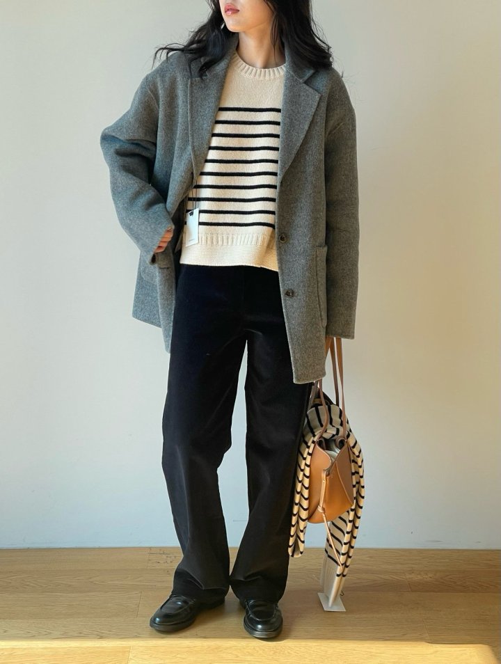 Amygrace - Korean Women Fashion - #momslook - Steven Stripe Knit Sweater - 4