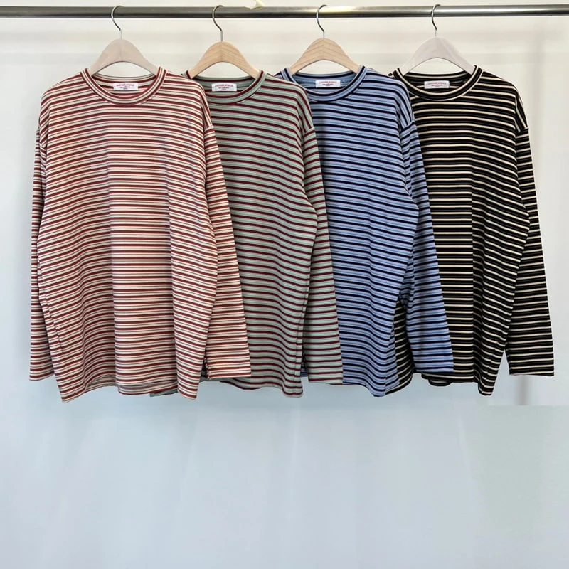 Another Avenue - Korean Women Fashion - #momslook - Peach Stripe Tee