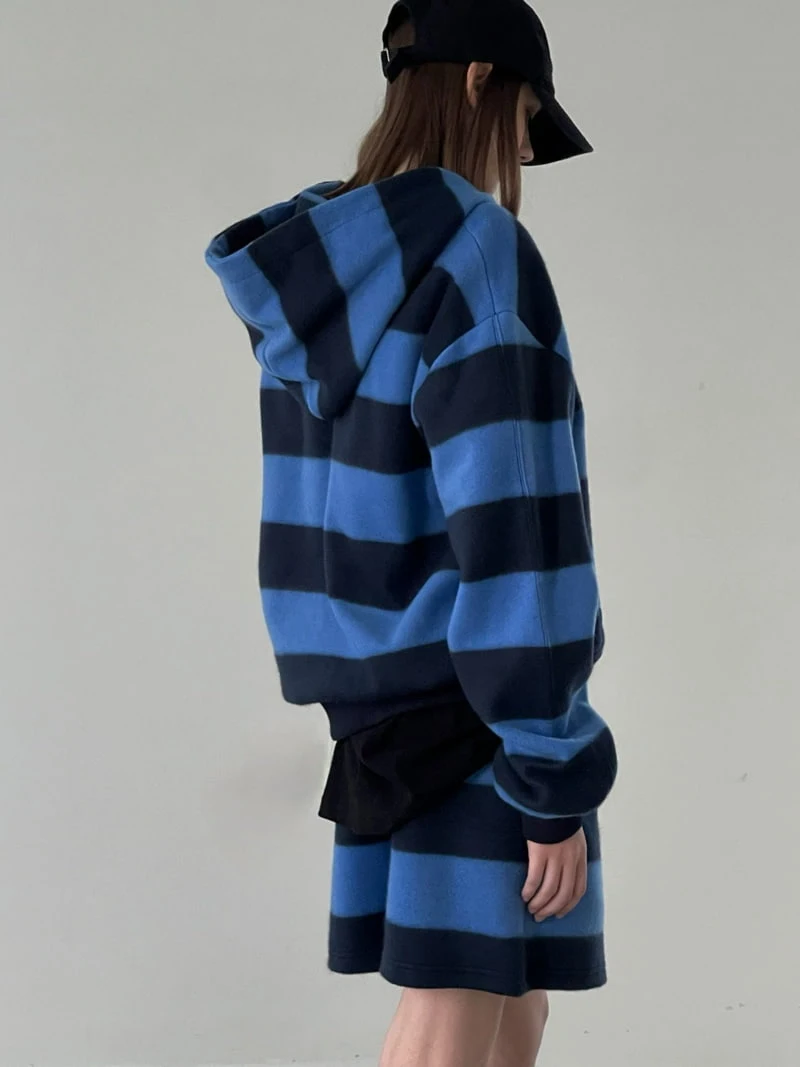 Another Avenue - Korean Women Fashion - #vintageinspired - Fleece Stripe Hood Zip-up Jacket - 5