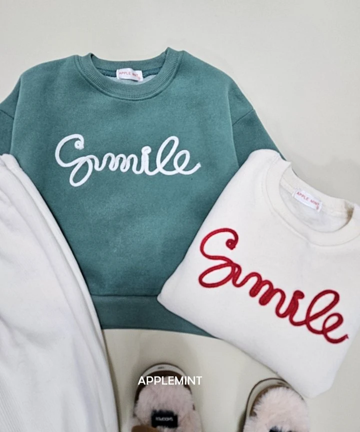 Applemint - Korean Children Fashion - #Kfashion4kids - Smile Embroidery Sweatshirts - 6