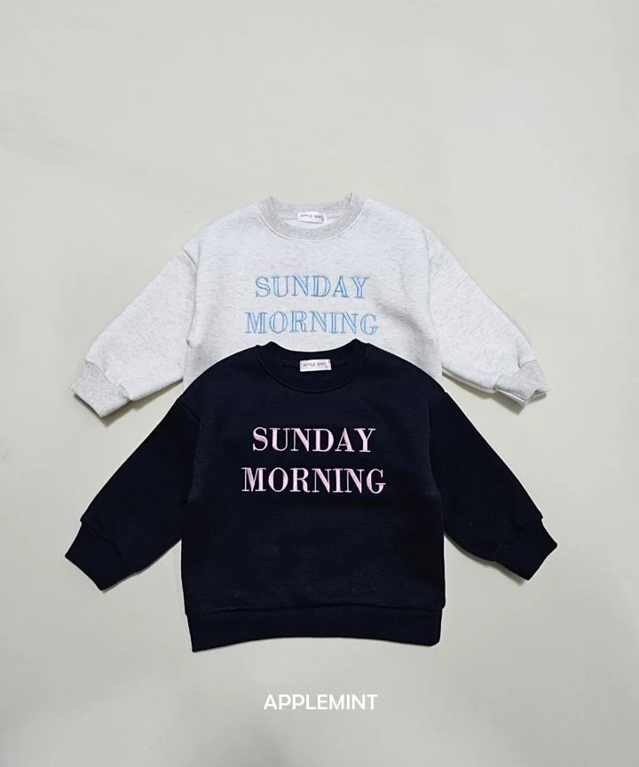 Applemint - Korean Children Fashion - #designkidswear - Sunday Embroidery Sweatshirts - 3